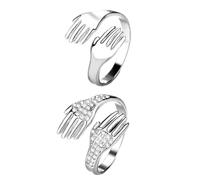 SOLUSTRE Anillos de Pareja Ajustables Cobre Microcirconita Cubica Anillo Decorativo para Dedo Obsequio Aniversario Hombres y Mujeres Uso Diario Tamaño Único