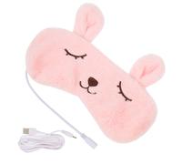 SOLUSTRE Antifaz USB de Calor para Ojos Compresa de Vapor, Máscara 3d de Algodón Suave para Dormir y Aliviar Fatiga Ocular, Diseño Recargable y Ajustable, Color Rosa Oso, Adecuado
