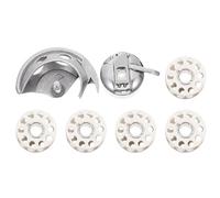 SOLUSTRE Bobinas de Hilo de Bordar Aplicables para Máquina de Coser Doméstica, Acero Inoxidable Superficie Lisa, Estuche Portabobinas Incluido para Costura en Casa