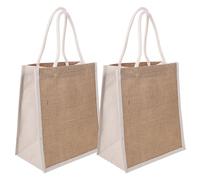 SOLUSTRE Bolsa de Arpillera Asa, 2 Unidades, Diseño Portátil en Yute, para Regalos y Compras Diarias