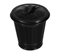 SOLUSTRE Bote de Basura de Mesa Negro con Tapa, Cubo de Basura de Hierro Compacto para Escritorio y Oficina, Contenedor de Residuos Decorativo para Sala y Cocina, Papelera Pequeña