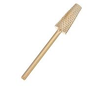 SOLUSTRE Broca de Carburo de Tungsteno para Manicura Forma Cónica, Herramienta Profesional para Pulido sin Polvo y Remodelado de Uñas, Accesorio Dorado Compacto