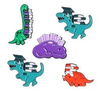 SOLUSTRE Broche de Dinosaurio para 5 Piezas Set, Pins Esmaltados Coloridos Diseño de Dinosaurio y Libro, Accesorio de Ropa Infantil Resistente y Decorativo para Fiestas y Estilo Aleatorio