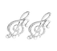 SOLUSTRE Broche de Nota Musical y Perlas Falsas, Accesorios de Mujer, Metal Plateado, Conjunto de 2 Piezas, para Ropa y Mochila, Diseño Creativo y Elegante para Uso Diario