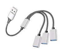 SOLUSTRE Cable Divisor USB Portátil 1 Macho a 3 Hembras, Adaptador Divisor de Corriente USB 5v/2a, Aleación de Aluminio y Nylon, sin Controlador, Adecuado para Torre de Computadora y