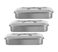 SOLUSTRE Caja Esterilizadora de Acero Inoxidable y Esterilización Efectiva 3 Piezas con Tapa Almacenamiento Higiénico para Herramientas de Uñas para Uso Profesional y Personal