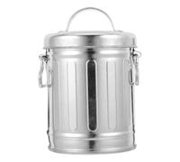 SOLUSTRE Cenicero Original de Cubo de Metal Galvanizado con Tapa Vintage, Bote de Basura de Hojalata con Tapa para Escritorio, Fácil de Limpiar y Resistente al Viento