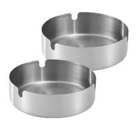 SOLUSTRE Ceniceros de Acero Inoxidable Portátiles para Cigarrillos, Pack de 2 Piezas Tres Ranuras, Diseño Moderno y Resistente para Sala y Dormitorio