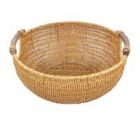 SOLUSTRE Cesta de Almacenamiento Tejida a Mano de Ratán Sintético para Escritorio Cesta Contenedora de Huevos Semicírculo Color Natural Multiusos para Hogar y Organización en Cocina