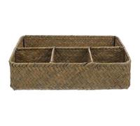 SOLUSTRE Cesta de Paja Tejida a Mano, Organizador Multifuncional para Oficina y Hogar, Soporte para Bolsitas de Té, Caja de Almacenamiento Natural, Cesta Decorativa y Práctica, Original