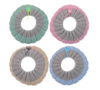 SOLUSTRE Cojín para Asiento de Inodoro de Felpa 37x42 Cm con Asa Juego de 4 Fundas Cálidas y Lavables para Baño Almohadilla Térmica para Inodoro Doméstico y Viajes Colores Gris