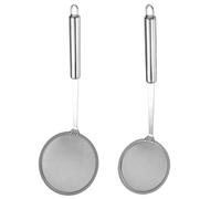 SOLUSTRE Colador de Acero Inoxidable 2piezas con Malla Fina y Mango Seguro para Cocinar Aceite y Sopas, Fácil de Limpiar y Resistente para Utensilios de Cocina