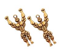 SOLUSTRE Colgante de Llave Creativo Musculoso 2 Piezas, Llaveros para Coche Dorados en Metal Resistente, Adorno para Llavero y Bolso, Accesorio Original para Decoración y Uso Diario