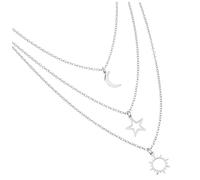 SOLUSTRE Colgantes y Estrella de Sol Acero Inoxidable Luna de Collar Seguro y Amigable la Piel Elegante y Chic en Conjunto de 3 Piezas para Familiares y Compañeros
