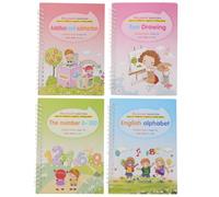 SOLUSTRE Cuaderno de Práctica de Inglés Papel Reutilizable, 4 Piezas, Estilo Simple, Herramienta de Caligrafía para Aprendizaje Escolar y Escritura a Mano