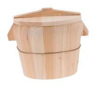 SOLUSTRE Cubo de Vapor para Arroz de Madera Natural Cubo de Cocina con Tapa y Asa Diseño Desmontable Fácil Limpieza para Arroz y Saludable