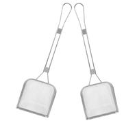 SOLUSTRE Cuchara con Malla Fina de Acero Inoxidable Cuadrada 2 Piezas Espumadera y Mango Largo para Freír y Colar Aceite en Restaurantes y Cocina Profesional