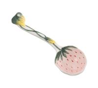 SOLUSTRE Cuchara de Postre de Cerámica Rosa Diseño de Fresa, Mango Largo y Cómodo para Cocina y Preparación de Postres, Porción Precisa y Estilo Adorable