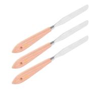 SOLUSTRE Cuchillos de Paleta Mango de Madera y Acero Inoxidable 3 Espátulas para Mezcla Precisa y Fácil Limpieza para Pintura al Óleo en Técnicas de Gouache y Acrílico