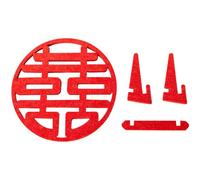 SOLUSTRE Decoración Boda Doble Felicidad de Fieltro Roja Adorno Pared Tradicional para Habitación Nupcial Estilo Chino para Celebraciones y Fiestas