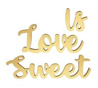 SOLUSTRE Decoración para Boda Love Is Sweet en Tablero de Densidad Dorado, Diseño Encantador y Uso Multipropósito para Fiesta de Compromiso o Ducha Nupcial