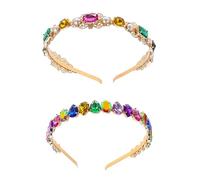 SOLUSTRE Diadema Barroca Vintage 2 Piezas Pedrería Dorada, Diademas para Mujer y Niña, Accesorio Elegante para Fiesta y Eventos, Tocado Retro Gemas de Imitación