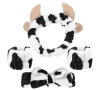 SOLUSTRE Diadema de Maquillaje para Mujer y Niña Diseño de Estampado de Vaca, Juego de 3 Diademas Elásticas de Spa Moño, Banda para Lavarse la Cara, Accesorio y Antideslizante