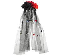 SOLUSTRE Diademas de flores con velo de malla para Halloween, estilo gótico, para el Día de los Muertos, tocados para novias fantasmas, para fiestas de disfraces y bailes de Halloween.