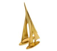 SOLUSTRE Escultura de Vela Dorada de Resina para Gabinete y Mueble Bar, Diseño Náutico Elegante, 2 Piezas, Durabilidad y Símbolo de Buen Progreso