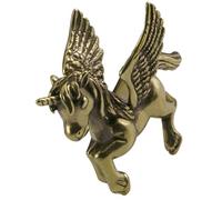 SOLUSTRE Estatua de Unicornio de Latón Dorado Estructura Estable Rebabas, Adorno Retro de Escritorio y Hogar