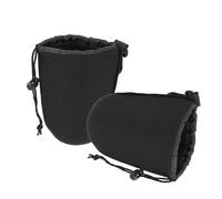 SOLUSTRE Estuche para Lentes de Cámara 2 Piezas, Bolsa de Neopreno Flexible y Acolchada, Tamaño Pequeño sin Texto, Cordón Ajustable, Protección contra Golpes para Lentes DSLR,