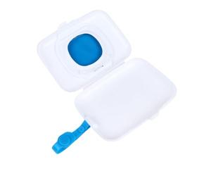 SOLUSTRE Estuche Portátil para Pañuelos Húmedos para Bebés, Práctico y Reutilizable, Tamaño Mediano, Silicona Azul, para Cochecito y Viaje, Ligero y Compacto, Ideal para Mamás Dinámicas