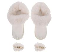 SOLUSTRE Forro Cálido de Felpa para Zapatos de Invierno con Diseño Desmontable y Lavable, Resistente al Viento, Incluye 2 Pompones Blancos, Adecuado para Uso Indoor y Senderismo