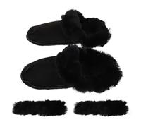SOLUSTRE Forros Cálidos Extraíbles para Zuecos de Mujer, Calcetines Interiores de Felpa Gruesa Lavables en Negro, Talla 36-37, Aptos para Invierno y Uso en Casa