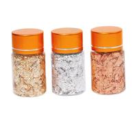 SOLUSTRE Frascos Láminas Decorativas para Uñas Purpurina Reflectante Dorada Adhesivo Foil para Manicura DIY Kit Económico y Fácil Aplicación Uñas Naturales y Artificiales