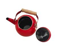 SOLUSTRE Hervidor de Esmalte con Mango de Madera Resistente al Calor y Fácil de Limpiar Tetera Decorativa para Cocina y Reuniones Familiares Compatible con Cocina de Inducción