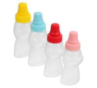 SOLUSTRE Juego de 4 Botellas Pequeñas para Condimentos Forma de Oso, Fáciles de Llevar y Rellenables, Ideales para Oficina y Mesa de Comedor Reutilizable