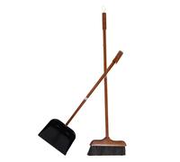 SOLUSTRE Juego de Escoba y Recogedor Cepillo Flexible y Cerdas de Pelo de Caballo con Mango de Madera para Tipo de Suelos Adecuado para Cocina y Sala