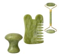 SOLUSTRE Juego de Masajeador Facial de Jade para Ojos y Rostro Herramienta de Masaje Corporal, Set de Piedra Natural para Relajar Arrugas y Uso Prolongado