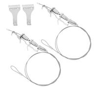 SOLUSTRE Kit Colgador de Cuadros y Alambre Ajustable 2 Piezas para Exposición, Acero Resistente Plateado, 3 Ganchos Regulables, Sistema para Marcos y Obras de Arte, Uso en Interiores