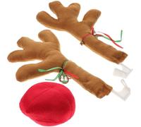 SOLUSTRE Kit de Decoración Navideña para Coche y Campanas Cuernos de Reno de Tela Oxford Estilo Adorable y Elegante Accesorio Festivo para Conducir en Navidad