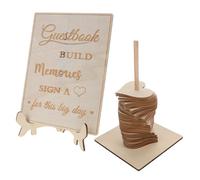 SOLUSTRE Libro de Firmas de Boda Forma de Corazón, Tablero de Madera Rústica para Decoración de Recepción, Adorno Vintage para Firmas y Mensajes en Eventos Románticos