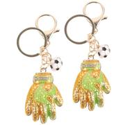 SOLUSTRE Llavero de Guante de Portero de Fútbol Metálico Dorado, 2 Piezas, Colgante para Mochila y Bolso, Anillo de Equipaje Decorativo para Uso Escolar y Coche