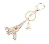 SOLUSTRE Llavero Decorativo con Dije Torre Eiffel de Aleación de Zinc y Gemas de Imitación en Tonos Claros, Accesorio Multifuncional para Mochila y Bolso, Obsequio Elegante para Mujer