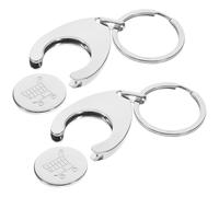 SOLUSTRE Llavero Ficha Metálica para Carrito de Compra 2 Piezas, Accesorio Pequeño y Portátil para Supermercado, Llavero Colgante Práctico para Uso Rápido en Compras