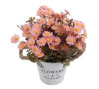 SOLUSTRE Margarita Falsa en Maceta Plástico y Cuerda de Yute Planta de Margarita en Maceta, Bonsái de Flores Artificiales Rosa, Hierro, Tela de Seda Decoración para Hogar y Exterior