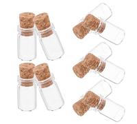SOLUSTRE Mini Botellas Deseos 0,5 Ml de Vidrio Transparente Tapón de Corcho 10x18 Mm, Pack 12 Unidades para Decoración y Manualidades en Hogar y Fiestas