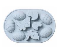 SOLUSTRE Molde de Silicona Azul para Hornear Diseño de Huevos y Conejitos de Pascua, Fácil de Usar y Almacenar para Postres Caseros en Repostería