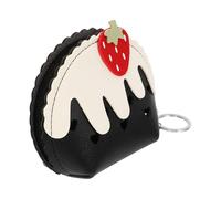 SOLUSTRE Monedero Mini de PU Cremallera y Llavero, Bolso Pequeño en Forma de Fresa Negro para Monedas y Tarjetas, Compacto y Ligero para Uso Diario, Escuela y Viajes