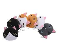 SOLUSTRE Monedero Pequeño Cremallera para Niñas y Mujeres, Diseño de Gato de Dibujos Animados, Bolsa Compacta de Tela Suave, para Escuela y Uso Diario, Set de 6 Unidades